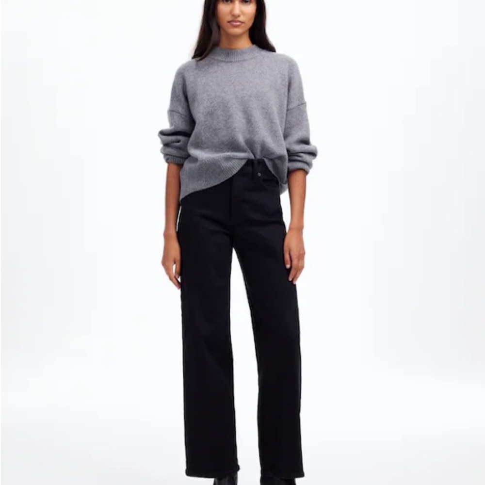 Madewell Perfect Vintage Wide-Leg Jean in Black Rinse Wash 25